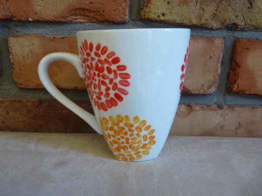 Kubek porcelanowy, ręcznie malowany, czerwone nkcraftstudio
