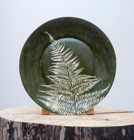 patery i talerze Talerz ceramiczny paproć, ozdobny