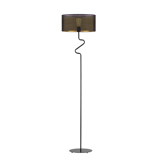lampy podłogowe Czarna lampa podłogowa z ażurowym kloszem MORONI AŻUR