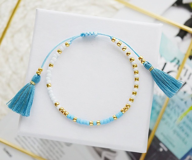 Bransoletka na sznurku Minimal White and Blue Ilovehandmade