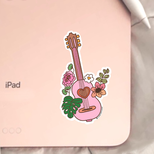naklejki i wlepy Naklejka - Kwiecista Gitara