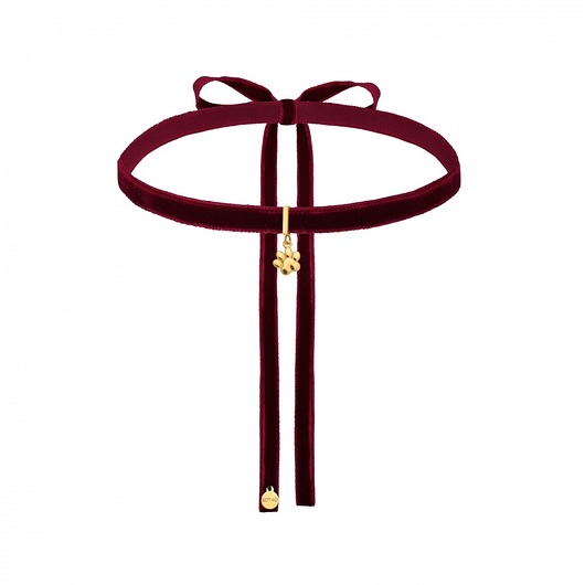 Bordowy choker ze złotą łapką  SOTHO