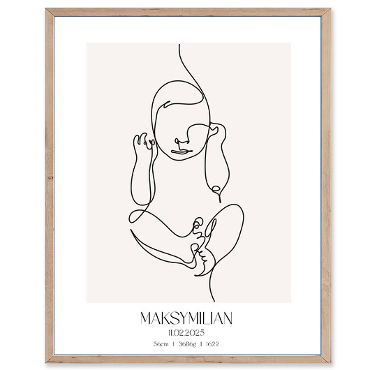 obrazy i plakaty do pokoju dziecięcego Metryczka, Plakat Line Art dla dziecka, Plakat z imieniem, chrzciny plakat