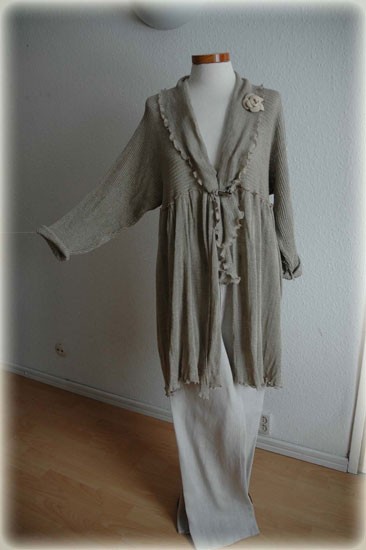 Grey  Cardigan malowane lnem
