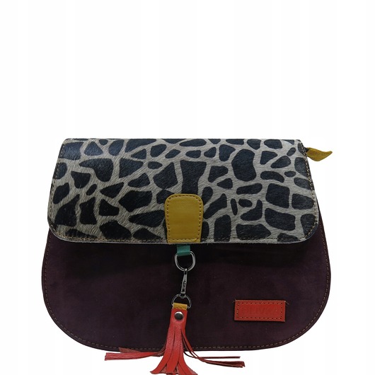 torby na ramię Torebka damska klasyczna zamszowa odpinany wymienny chwost brelok OLIVKA