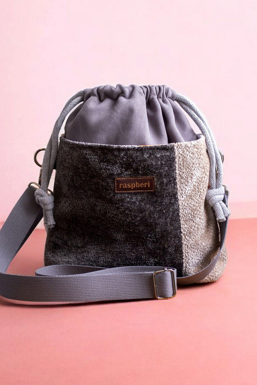 torebki mini Szara listonoszka z kominem