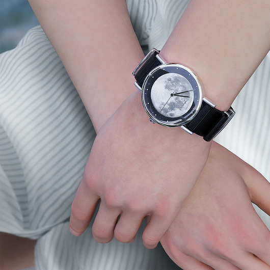 zegarki unisex Zegarek - Księżyc - czarny, nylonowy