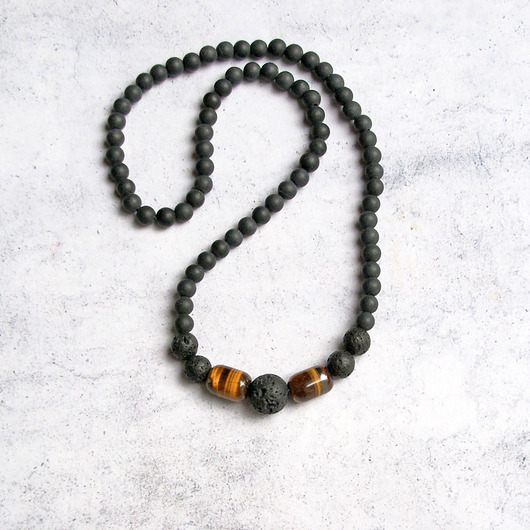 biżuteria męska Naszyjnik MĘSKI :: tiger's eye & LAVA III