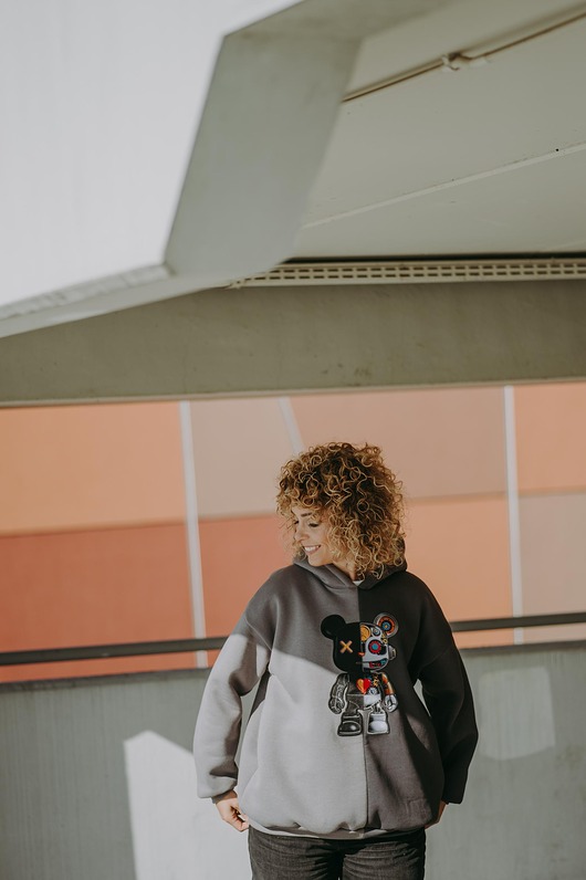bluza bez kaptura damska Bluza oversize Duo Robot Teddy dla mamy i taty