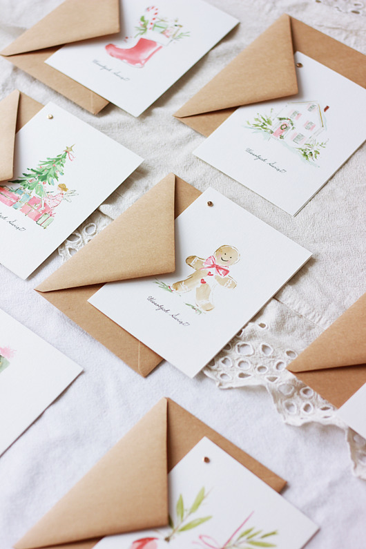 kartki świąteczne Zestaw delikatnych kartek świątecznych