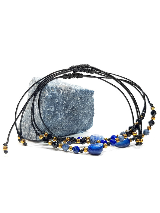 bransoletki z kamieni naturalnych Kyanit, lapis lazuli, dumortieryt, czarny turmalin i hematyt bransoletka