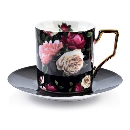 Filiżanka Porcelanowa Flora Black MIA home