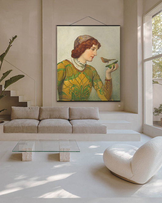 grafiki i ilustracje Duży obraz na płótnie -  Rudzik - James Dromgole Linton