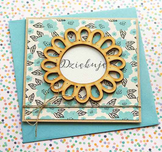 kartki scrapbooking Dziękuję : PODZIĘKOWANIE : floral : blue