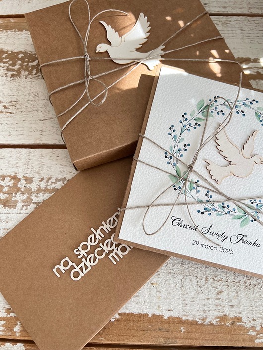 kartki scrapbooking Oryginalna kartka na chrzest z kopertą