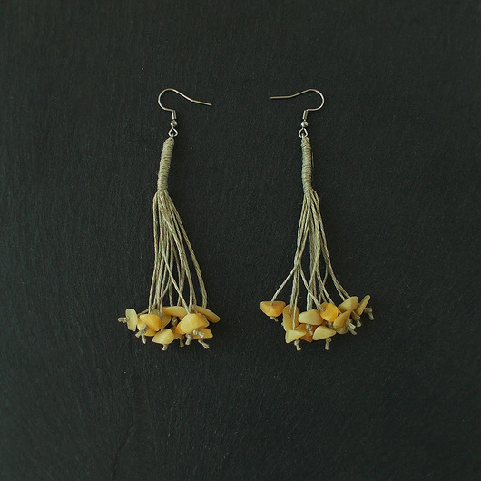 kolczyki z kamieniami Jadeit żółty kolczyki Nature