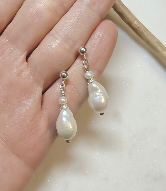 kolczyki srebrne Srebrne kolczyki z perłą barokową