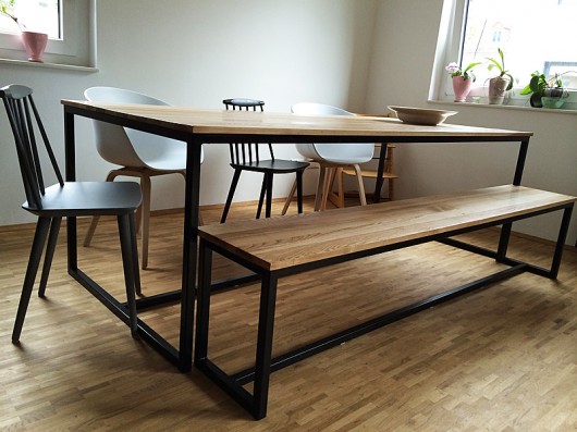 Zestaw stół + ławka, Industrial Black projektdrewno
