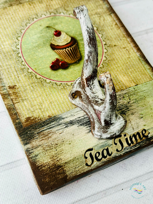 wieszaki Dekoracyjny wieszak na ścianę z drewna, styl rustykalny ,Tea Time