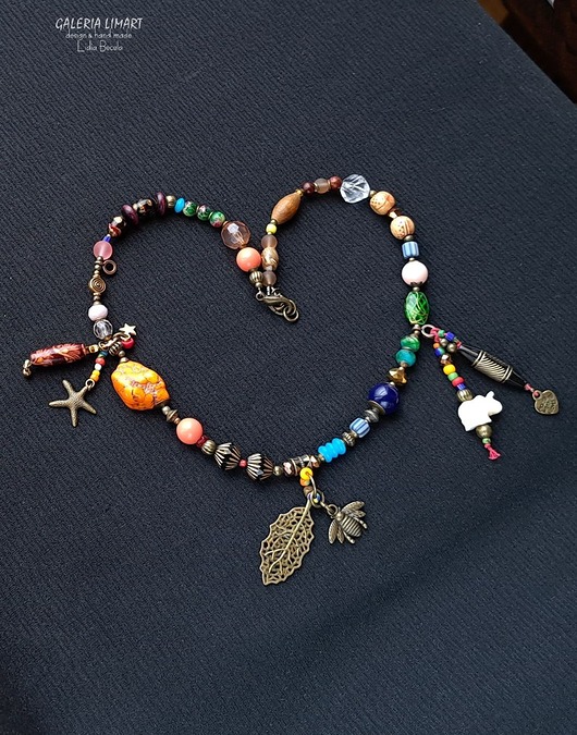 chokery Eklektyczny naszyjnik boho i vintage jedność w różnorodności mix-unikat