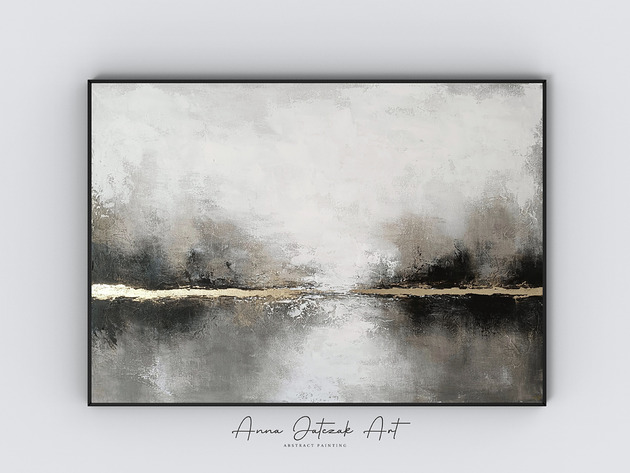 obrazy ZŁOTA LINIA CISZY  Ręcznie malowany obraz ze złotem 100x70 cm