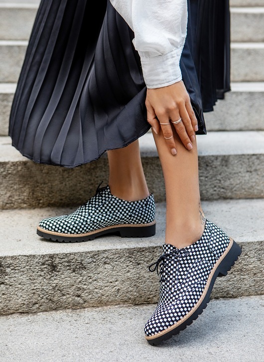 półbuty damskie SKÓRZANE PÓŁBUTY ZAPATO 258  CZ. BŁ.KWADRATY