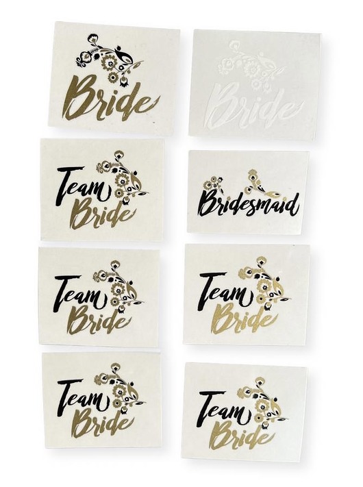 tatuaże zmywalne, tymczasowe Zestaw tatuaże Team Bride 8  szt Panieński