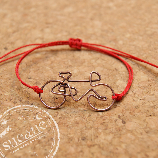 bransoletki wire wrapping Rower -copper
