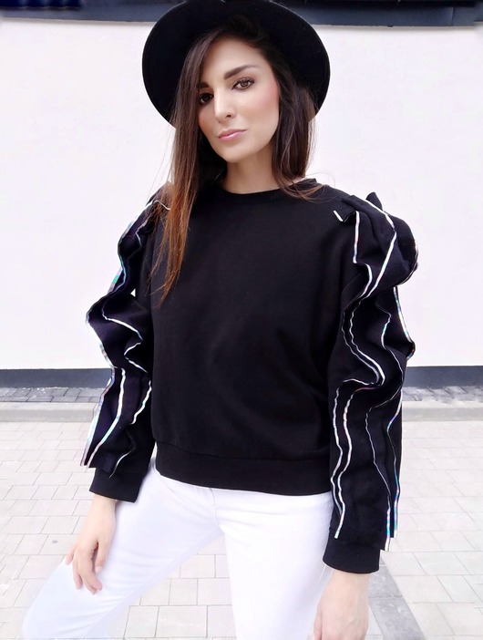 bluza bez kaptura damska Wave Holo Black