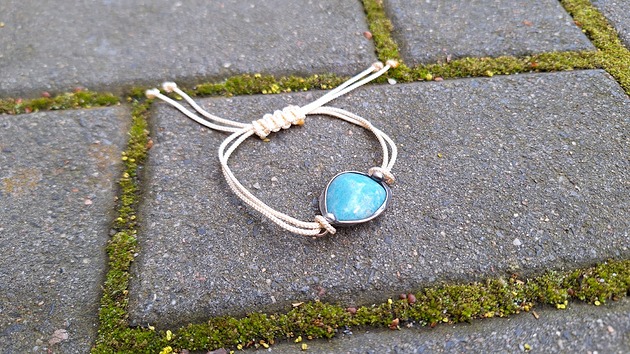 bransoletki wire wrapping Amazonit na lato  - bransoletka sznurkowa