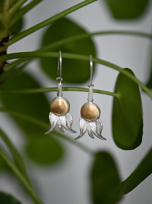 kolczyki srebrne Kolczyki srebrne - Jarzębina złota w satynie