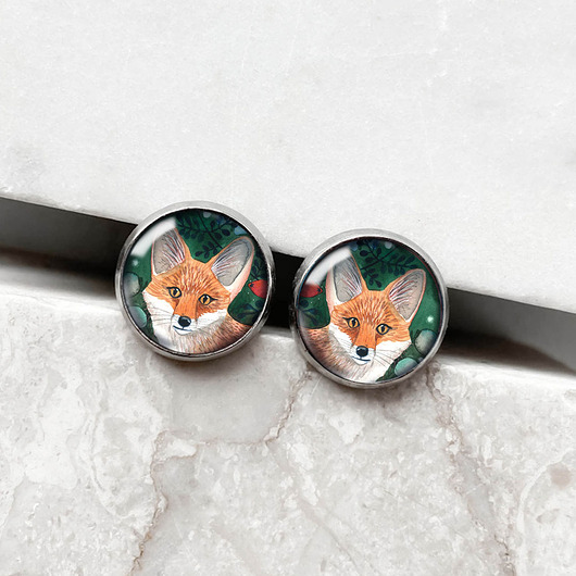 kolczyki szklane Wild Forest Fox kolczyki wkrętki dla eleganckiej kobiety