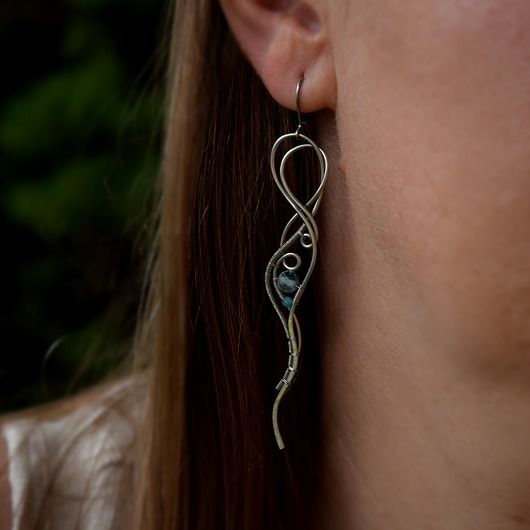 kolczyki wire wrapping Kolczyki niebieskie topaz i apatyt wire wrapping