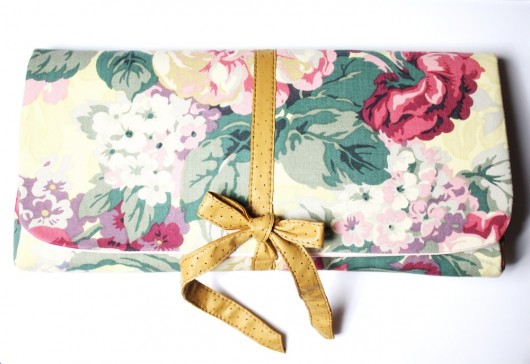Kopertówka floral + leather & bow Zuzia Górska