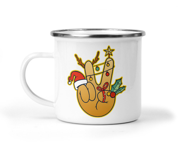 kubki Świąteczny kubek metalowy ręka
