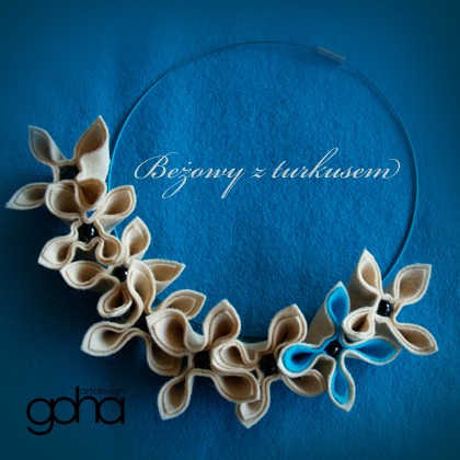 Beżowy z turkusem FlowerFelt Design