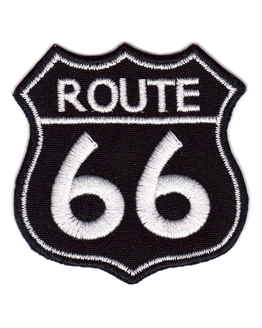 naszywki na ubrania Naszywka naprasowanka ROUTE 66 CZARNA termoprzylepna haft 6x6,3cm