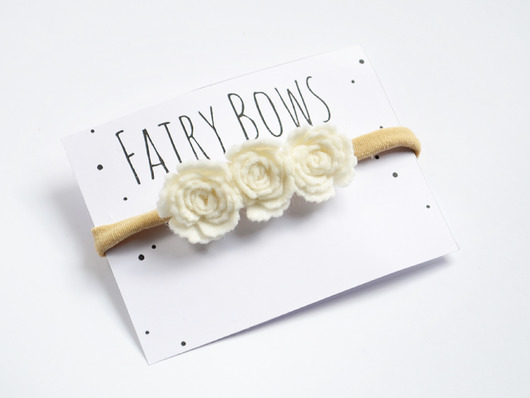 FairyBows kwiatowa opaska do włosów WIANEK ecru FairyBows
