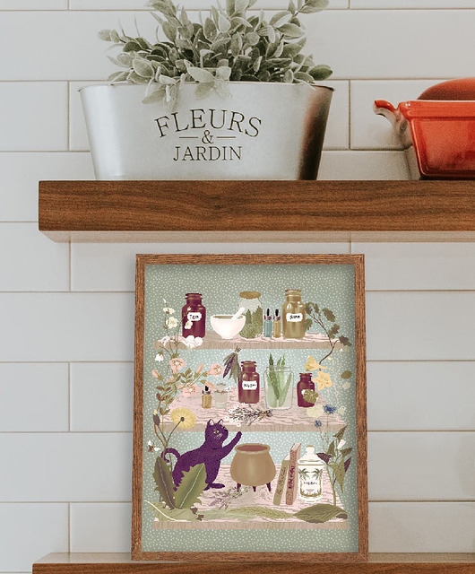 plakaty Półka z ziołową apteczką - plakat A3 fine art