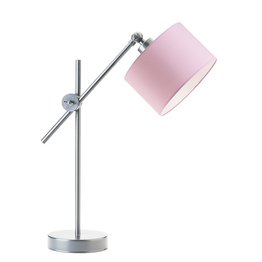 lampy do pokoju dziecka Srebrna lampka nocna dla dzieci z różowym abażurem MALI KIDS lampka
