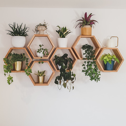 półki Półka plaster miodu dąb olejowany komplet