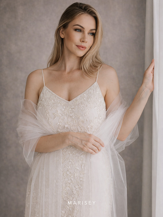 suknie ślubne Tiulowy szal ślubny etola bolerko ślubne biały