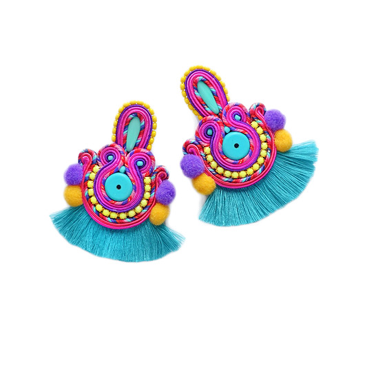 Kolorowe i etniczne kolczyki soutache Mró Soutache