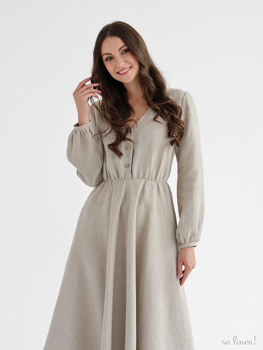 sukienki maxi damskie Lniana sukienka CAMELLIA MAXI NATURAL