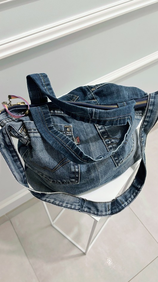 torby na ramię Jeansowa Torba na ramie patchwork  torba jeansowa torebka jeans