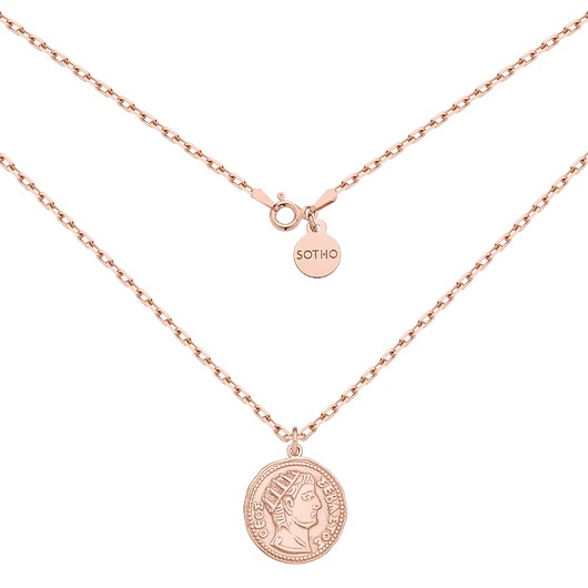złote naszyjniki Masywny łańcuszek z różowego złota z dużą monetą