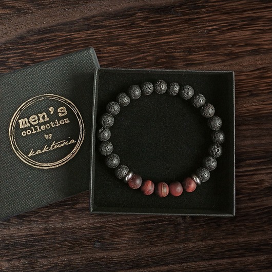 biżuteria męska Bawole oko & lawa : męska bransoletka