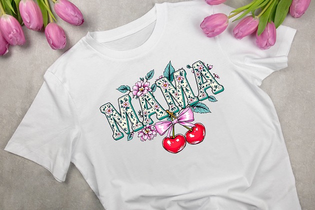 t-shirt damskie MAMA WIŚNIA koszulka z nadrukiem
