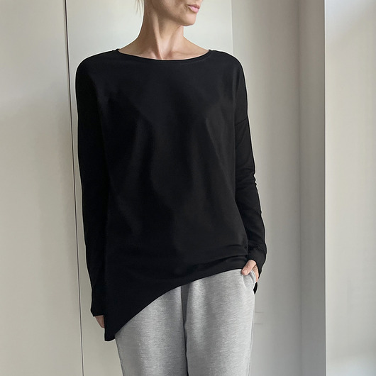 t-shirt damskie Wąski rękaw bluzka Czarna