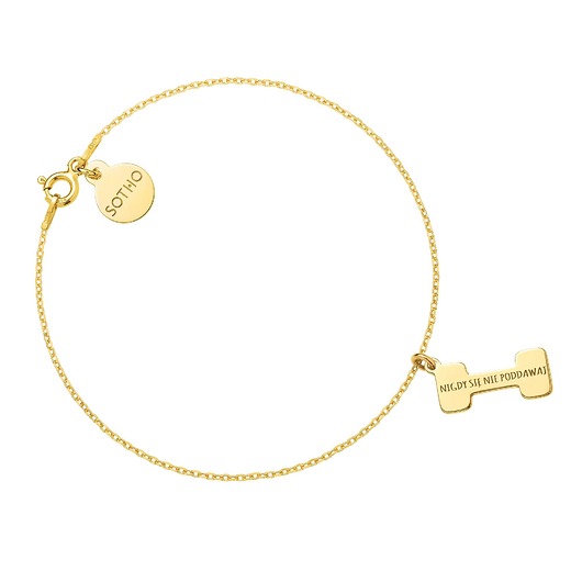 bransoletki srebrne Złota bransoletka ciężarek NIGDY SIĘ NIE PODDAWAJ